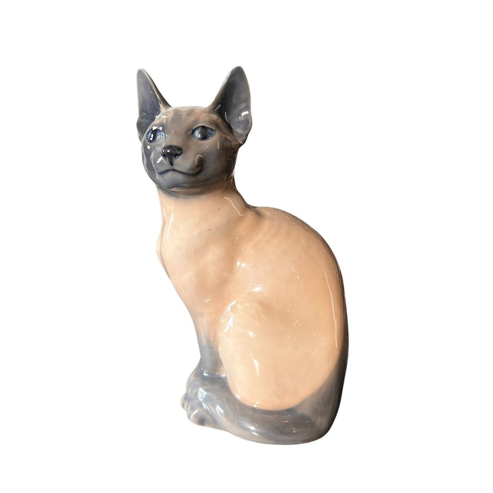 Royal Copenhagen 8"Siamese Cat Figurine 3281 Denmark Porcelain Sculpture VTG 50s